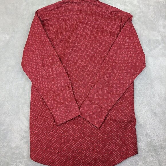 Taylorbyrd 1930 Shirt Mens Med Red Textured Long Sleeve Cotton Button up - Picture 8 of 8